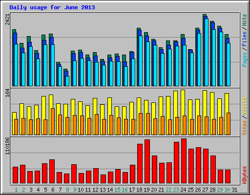 Daily usage for June 2013