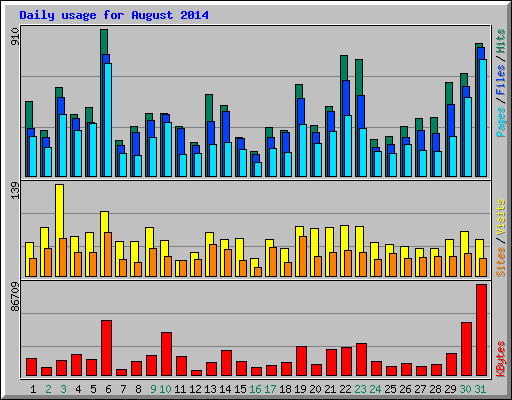 Daily usage for August 2014