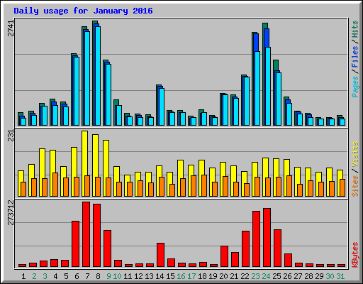 Daily usage for January 2016