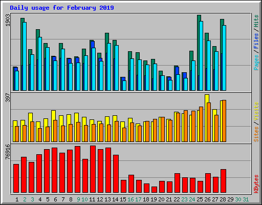 Daily usage for February 2019