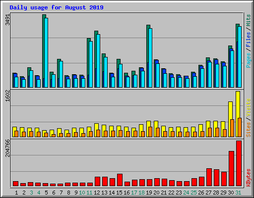 Daily usage for August 2019