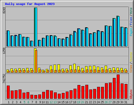 Daily usage for August 2023