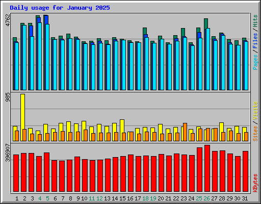 Daily usage for January 2025