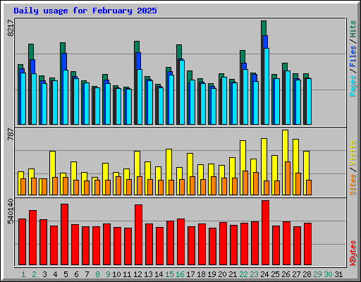 Daily usage for February 2025