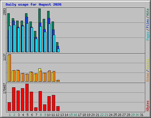 Daily usage for August 2026