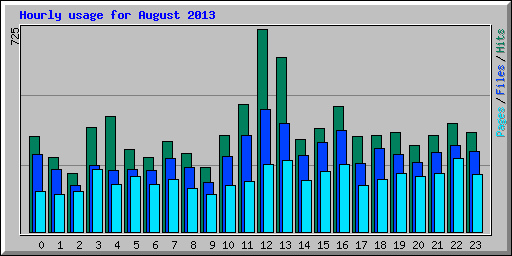 Hourly usage for August 2013