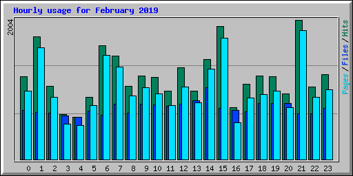 Hourly usage for February 2019