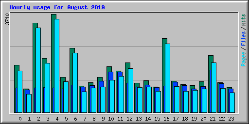 Hourly usage for August 2019