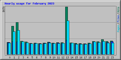 Hourly usage for February 2023